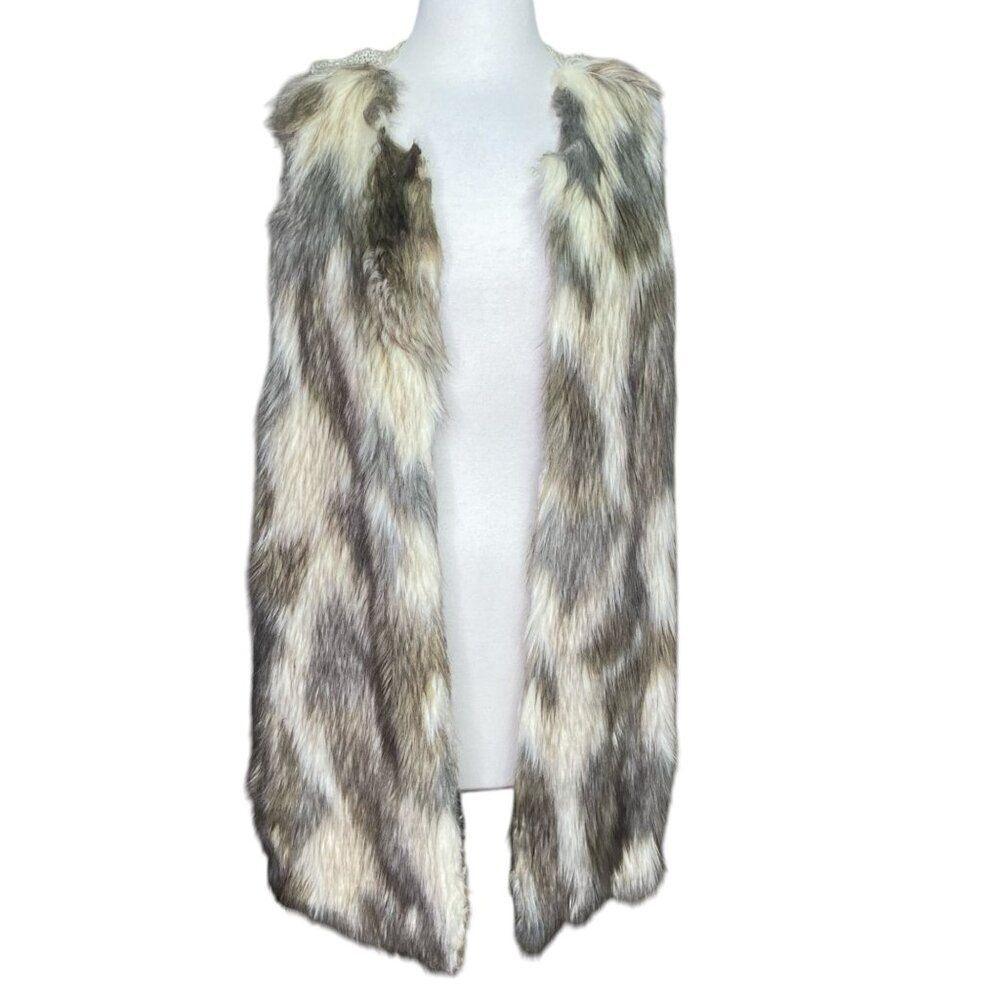 Almost Famous Faux Fur Vest Knitted Back Size XL